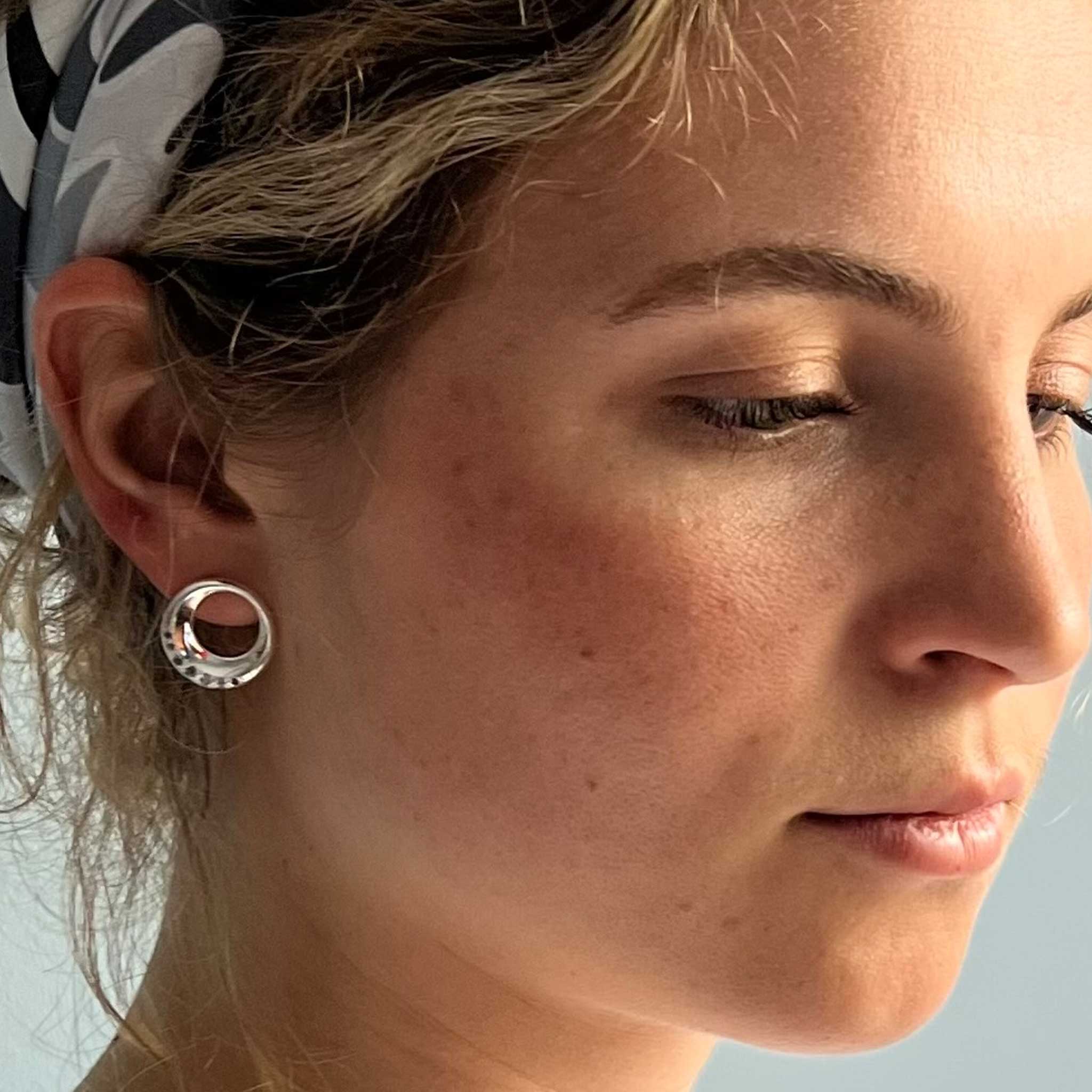 Wave Earrings in Sterling Silver with Aquamarines